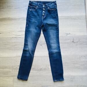 True Religion Jeans Womens 25 Halle High Rise Super Skinny Denim Button Fly Dark